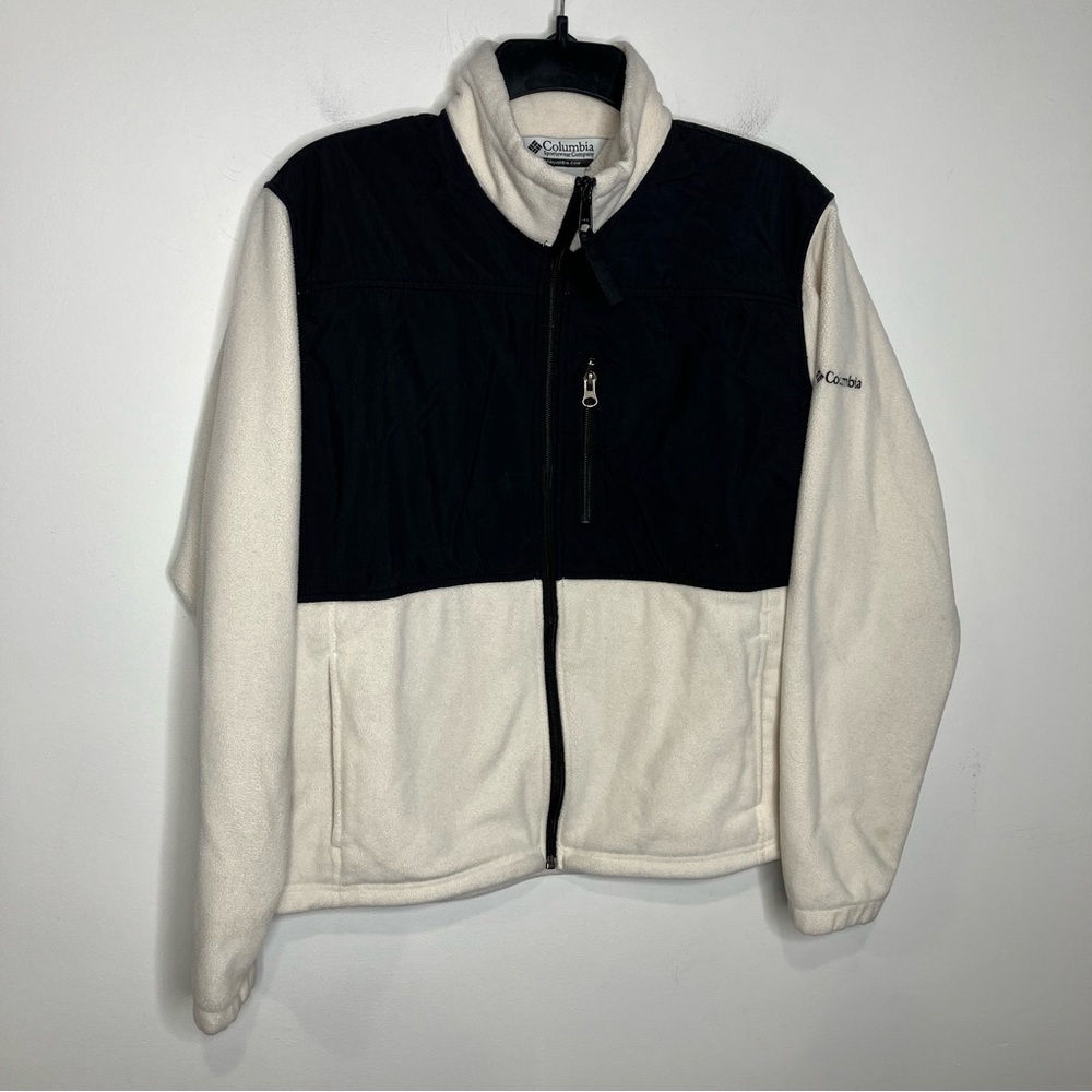 Columbia white and black full zip fleece jacket size large